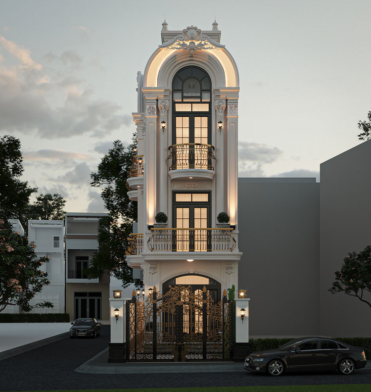Mẫu nhà ống 3 tầng tân cổ điển đẹp 2025