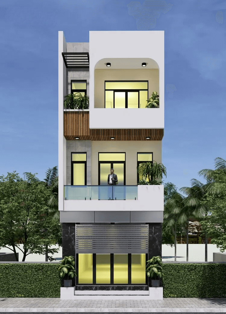 Mẫu nhà ống 3 tầng mái bằng đẹp, hiện đại 