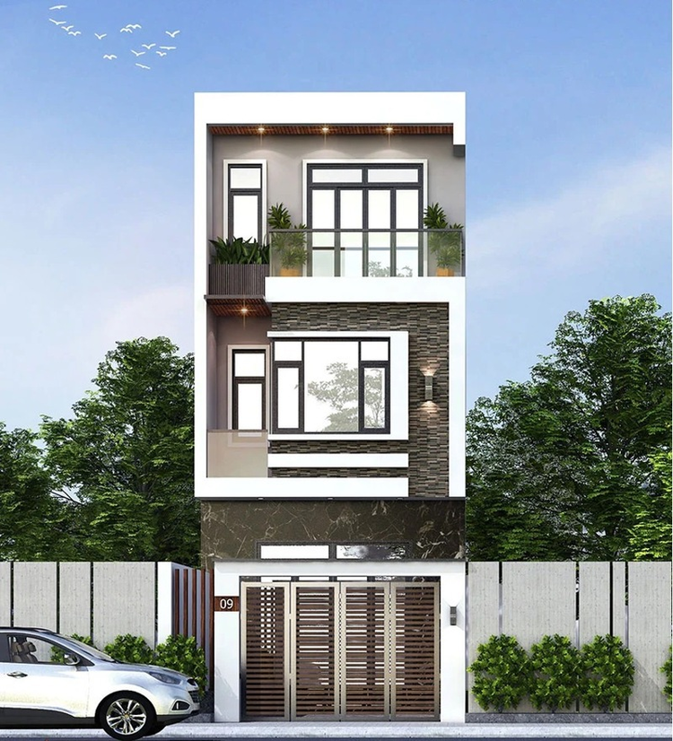 Mẫu nhà ống 3 tầng hiện đại, đơn giản, đầy đủ công năng