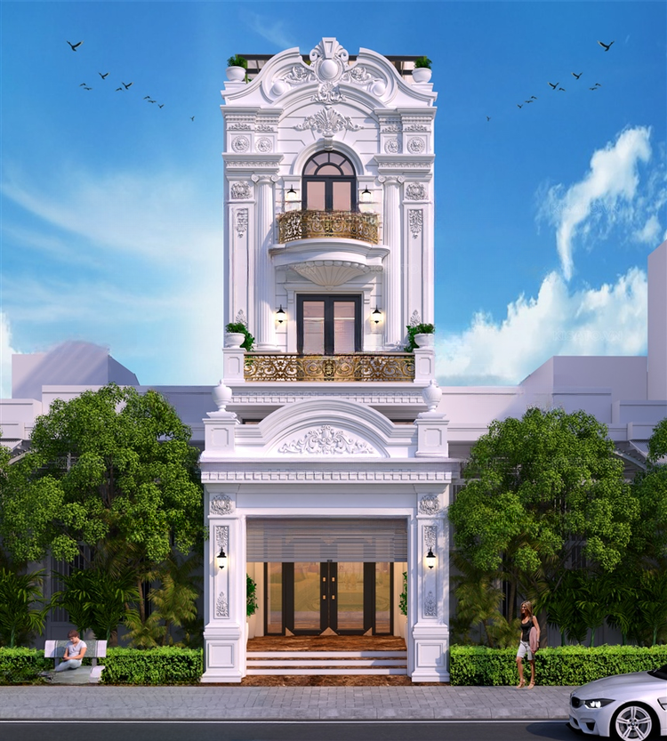Mẫu nhà ống 3 tầng tân cổ điển đẹp, sang trang, lộng lẫy 