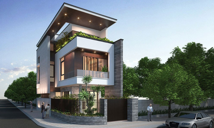 Mẫu nhà 2 tầng đẹp giá 800 triệu có 2 mặt tiền với thiết kế ấn tượng