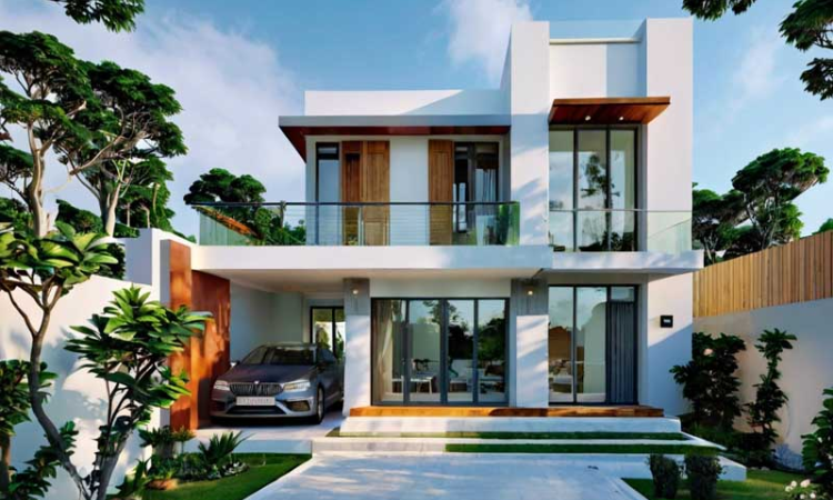 Mẫu nhà 2 tầng đẹp ngang 10m với không gian rộng rãi, thoáng đãng