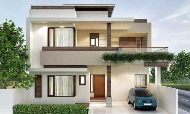 Mẫu thiết kế nhà 2 tầng mặt tiền 9m hiện đại có gara ô tô