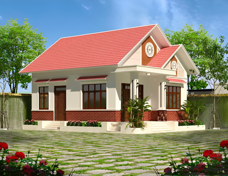 Mẫu nhà cấp 4 3 phòng ngủ 300 triệu mái Thái có độ dốc lớn 