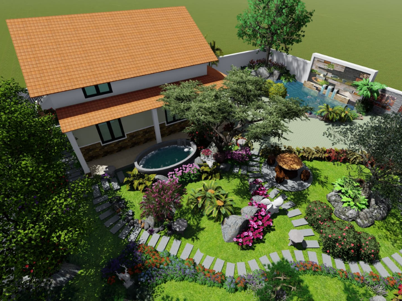 Mẫu nhà cấp 4 đẹp giá rẻ 300 triệu với thiết kế có không gian xanh