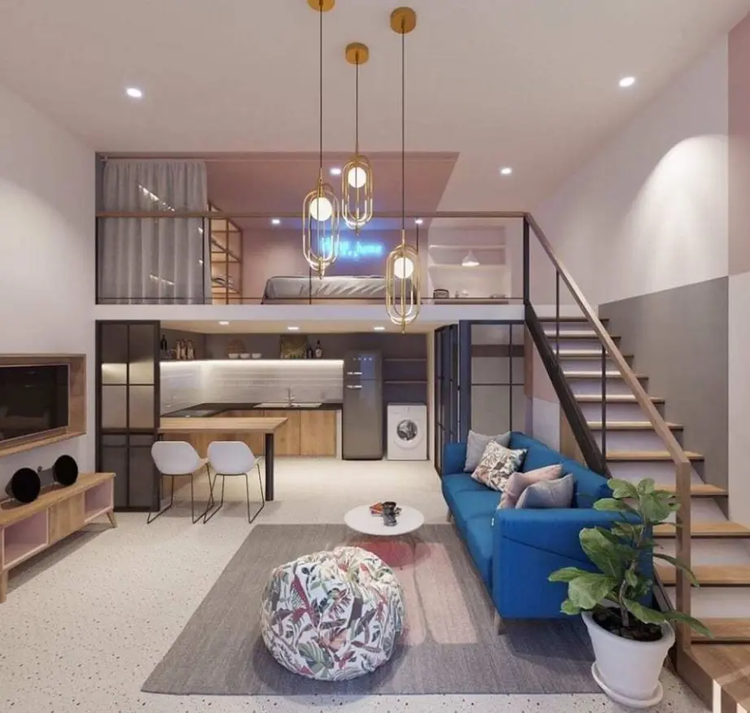 Mẫu nhà gác lửng 2 phòng ngủ 500 triệu với phong cách tối giản