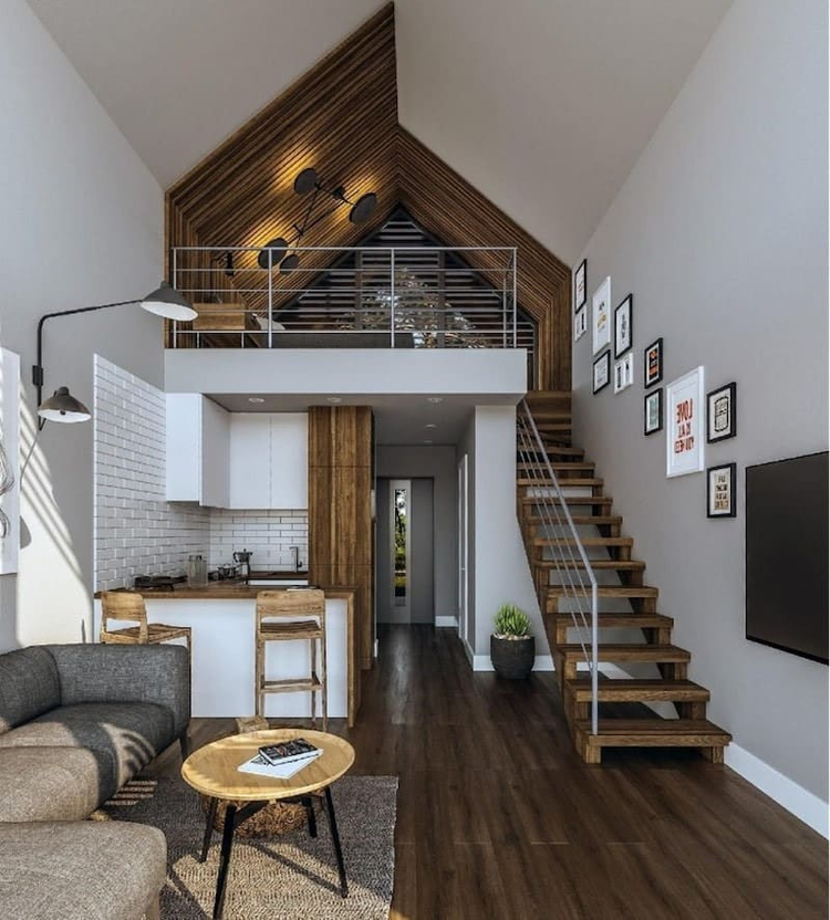 Mẫu nhà ống gác lửng 2 phòng ngủ sắp xếp nội thất khoa học 