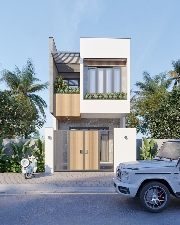 Mẫu nhà ống 2 tầng đẹp ở nông thôn mặt tiền 4m