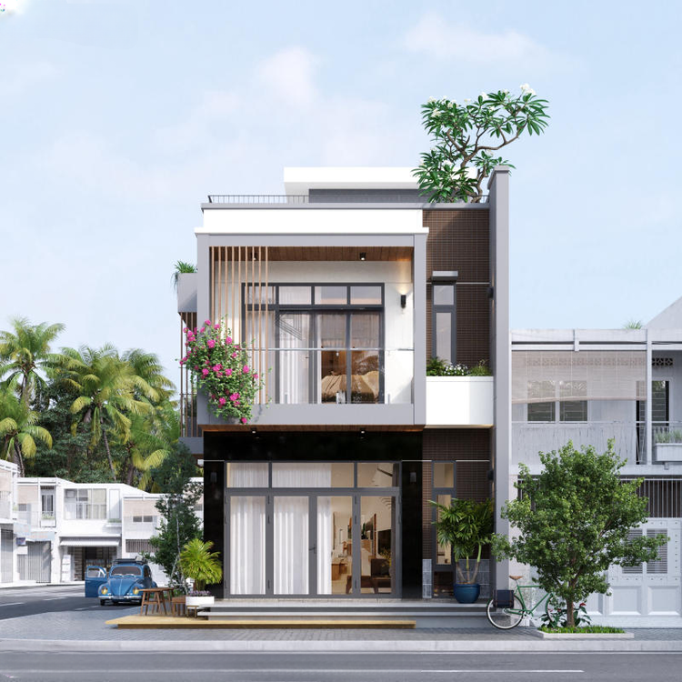 Mẫu nhà ống 2 tầng đẹp, hiện đại có chiều ngang nhỏ gọn 