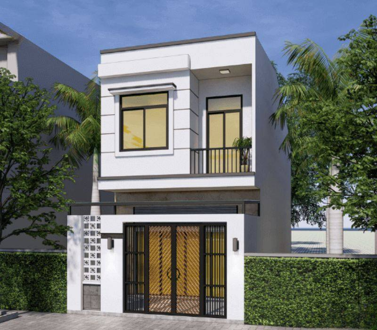 Hình ảnh 3D nhà ống 2 tầng mặt tiền đẹp