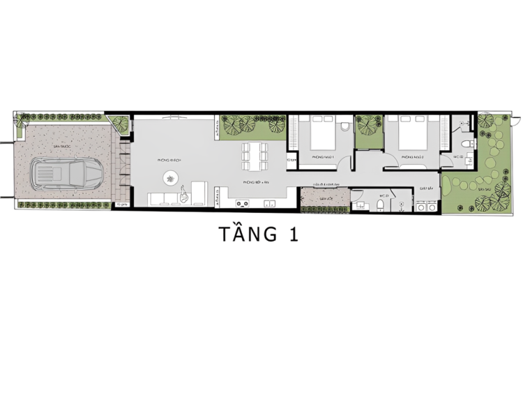 Bản vẽ mẫu nhà cấp 4 đẹp 5x20m