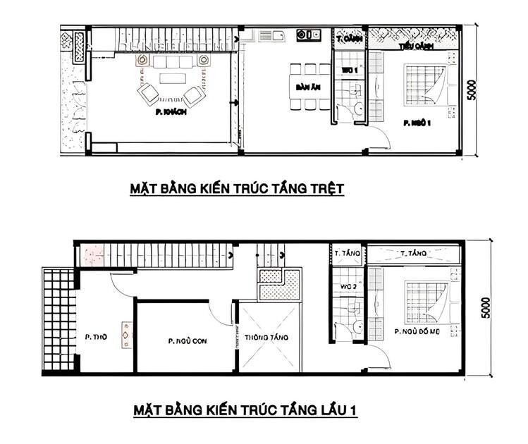 Bản vẽ thiết kế nhà 2 tầng đẹp giá 700 triệu đầy đủ công năng