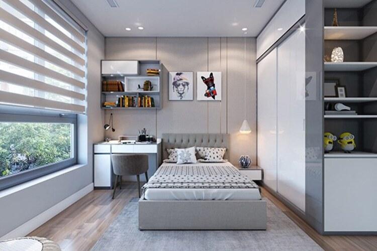 Phối cảnh nội thất phòng ngủ nhà 2 tầng giá 700 triệu 6x11m