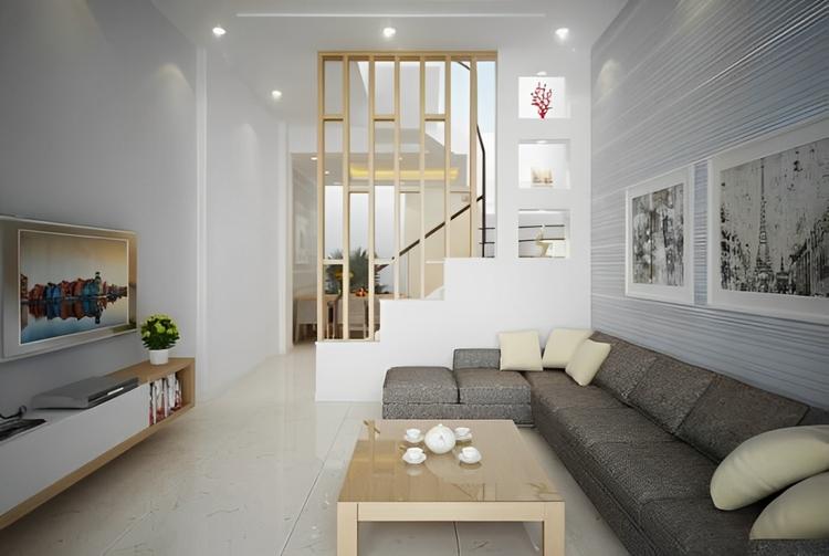 Thiết kế không gian phòng khách nhà 2 tầng diện tích 6x11m 