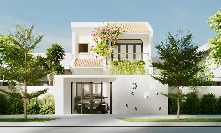 Mẫu nhà 2 tầng đẹp ở nông thôn hiện đại, thanh thoát 