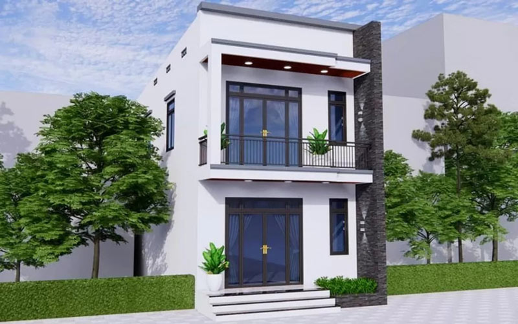 Mẫu nhà 2 tầng đẹp ở nông thôn phong cách đơn giản 