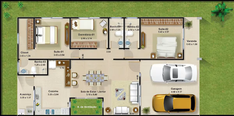 Bản vẽ nhà cấp 4 5x20 hiện đại, đầy đủ công năng