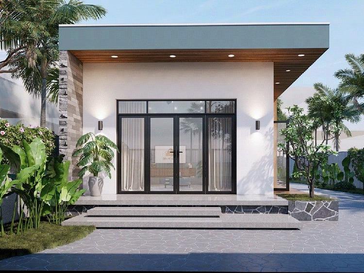 Mẫu nhà cấp 4 đẹp 5x20 2 phòng ngủ thiết kế đơn giản, tiện nghi