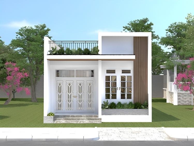 Mẫu nhà cấp 4 gác lửng 200 triệu thiết kế mái bằng