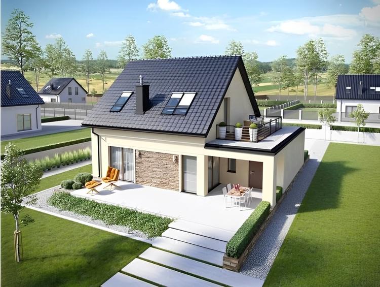 Mẫu nhà cấp 4 gác lửng 200 triệu thiết kế mái ngói