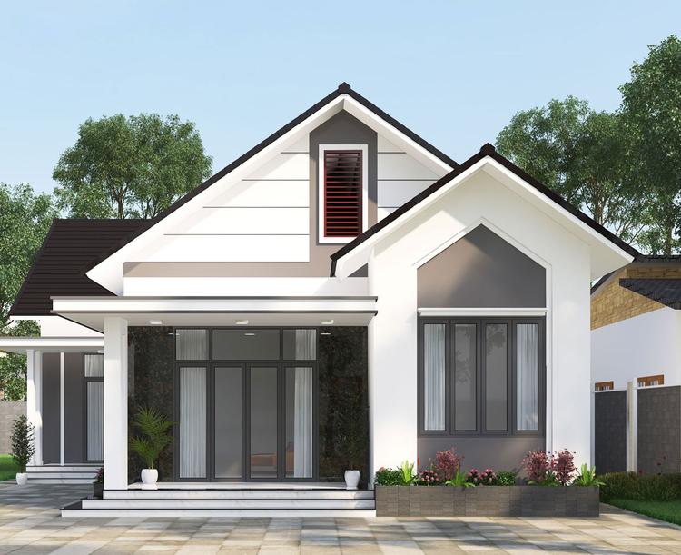 Mẫu nhà cấp 4 gác lửng 200 triệu có sân vườn rộng rãi