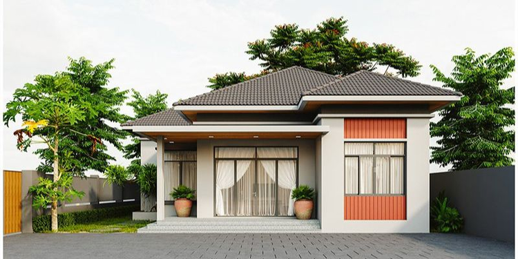 Mẫu nhà cấp 4 mái Nhật 4 phòng ngủ đơn giản 