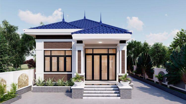 Mẫu nhà cấp 4 nông thôn 250 triệu mái Nhật hiện đại