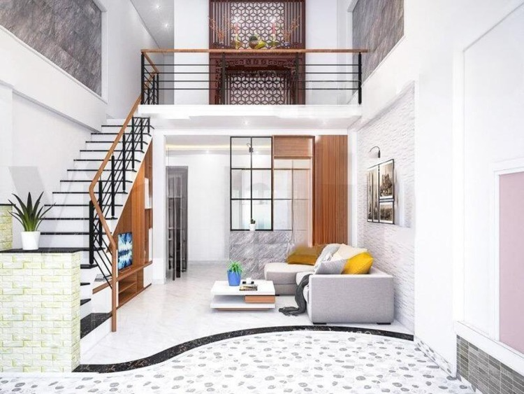 Nhà gác lửng 2 phòng ngủ bao gồm 1 tầng, 1 gác lửng