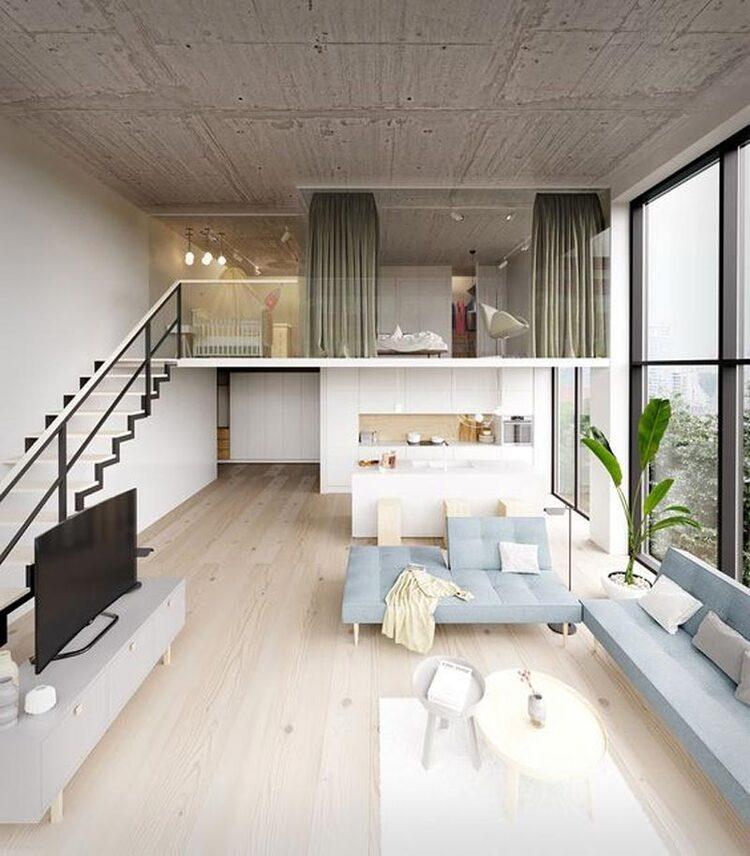 Mẫu nhà gác lửng 2 phòng ngủ không gian mở rộng rãi, thoáng mát