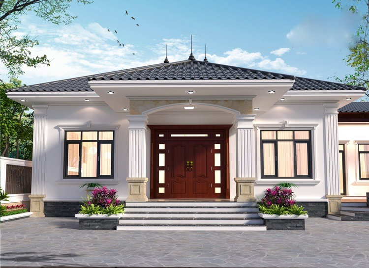 Mẫu nhà cấp 4 mái Nhật 3 phòng ngủ 1 phòng thờ có không gian ấm cúng