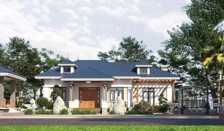 Mẫu nhà cấp 4 mái Nhật có 3 phòng ngủ 150m² lắp cửa thông gió