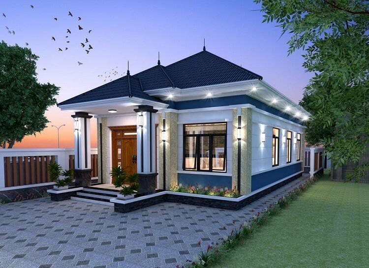 Mẫu nhà cấp 4 mái Nhật 3 phòng ngủ 8x13m phối màu sang trọng