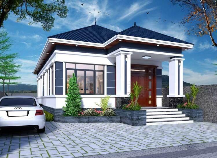 Mẫu nhà cấp 4 mái Nhật 3 phòng ngủ 8x13m thanh thoát, sang trọng