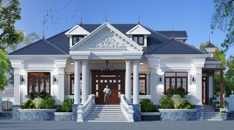 Mẫu nhà cấp 4 mái Nhật 3 phòng ngủ 1 phòng thờ sang trọng