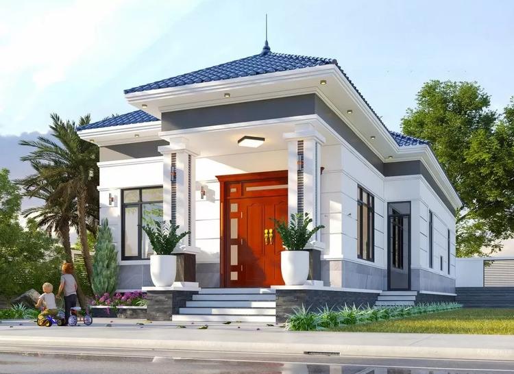 Mẫu nhà cấp 4 mái Nhật 3 phòng ngủ chữ L ở nông thôn 