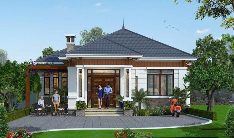 Mẫu nhà cấp 4 mái Nhật 3 phòng ngủ có sân vườn uống trà thư giãn