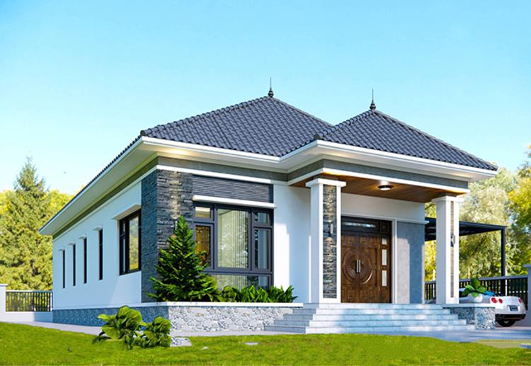 Mẫu nhà ống cấp 4 mái Nhật 3 phòng ngủ có chỗ đậu xe