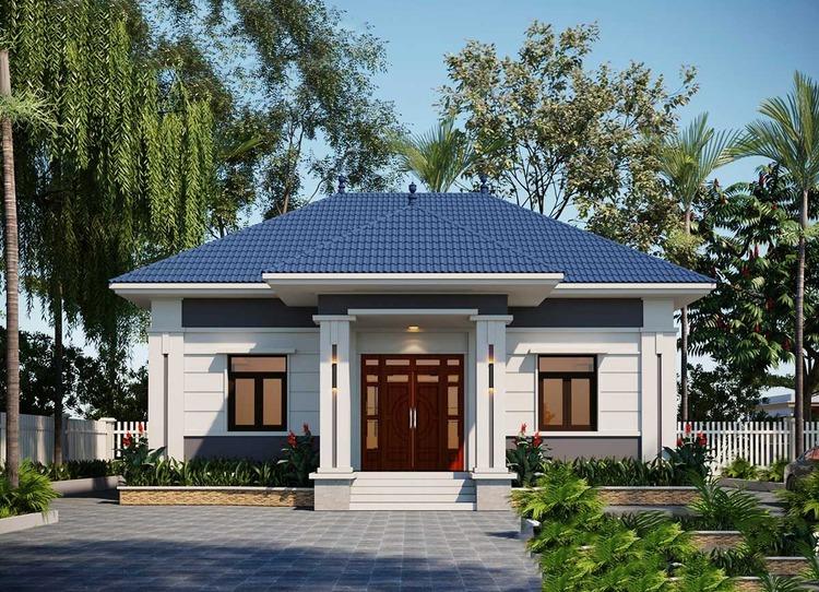 Mẫu nhà cấp 4 nông thôn 3 phòng ngủ mái Nhật đơn giản, tinh tế