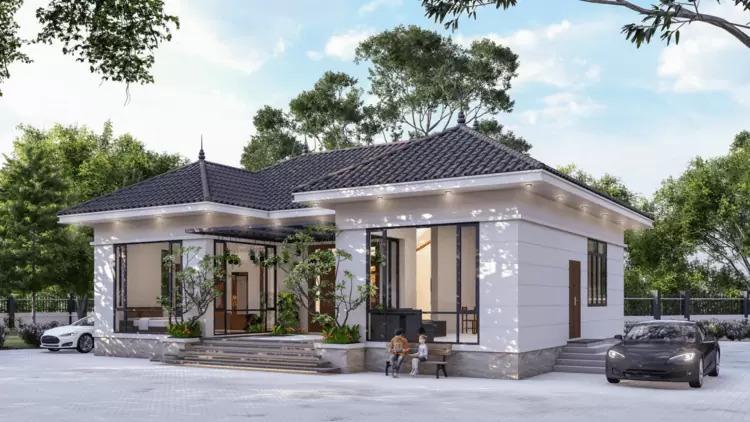 Mẫu nhà cấp 4 mái Nhật 120m² 3 phòng ngủ 1 phòng thờ hiện đại 