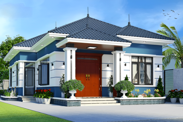 Mẫu nhà cấp 4 mái Nhật 4 phòng ngủ diện tích 12x13m bề thế