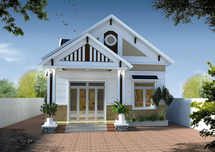 Mẫu nhà cấp 4 mái Thái 8x12m đơn giản, đẹp ở nông thôn