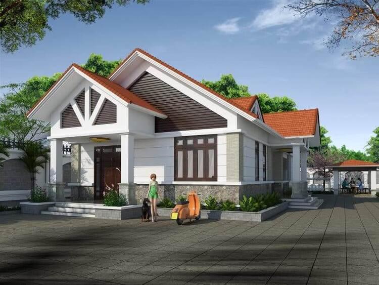 Mẫu nhà cấp 4 mái Thái 2 mặt tiền