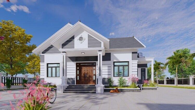 Mẫu nhà cấp 4 mái Thái 2 mặt tiền đẹp