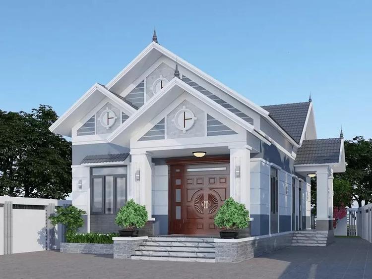 Mẫu nhà cấp 4 mái Thái 3 phòng ngủ 7x15 thiết kế kiểu nhà ống