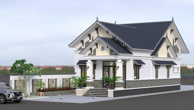 Mẫu nhà cấp 4 mái Thái 4 phòng ngủ 1 phòng thờ