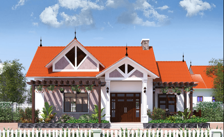 Mẫu nhà cấp 4 mái Thái ngang đẹp, hiện đại 