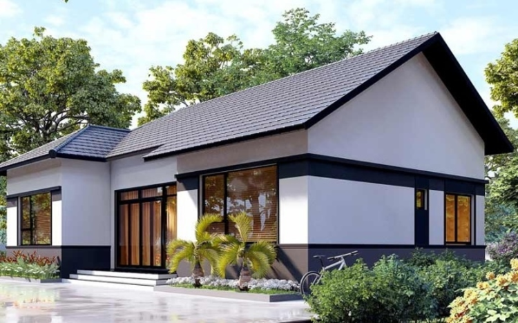 Mẫu nhà cấp 4 nông thôn 3 phòng ngủ mái nhật