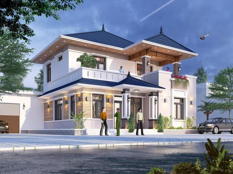 Sử dụng tấm DURAflex để lót mái chống nóng cho biệt thự 2 tầng mái Nhật 