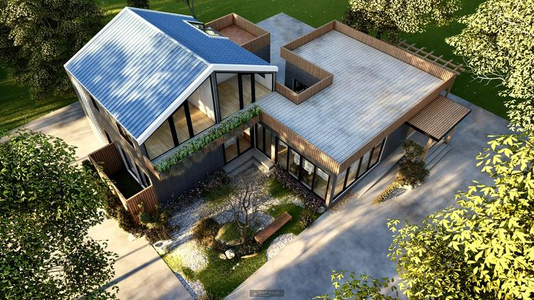 Mẫu nhà biệt thự mini mái Nhật 2 tầng ấm cúng, sang trọng