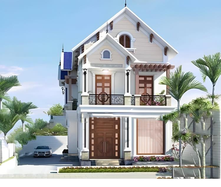 Mẫu nhà 2 tầng 4 phòng ngủ dưới 1 tỷ mái Thái độc đáo, thiết kế xu hướng 2025